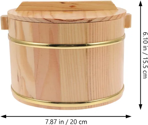 Vista 5 de Barril de arroz de madera Cubo de arroz Cocina de madera: barril de madera al vapor Sushi Arroz Enfriador Tazón de arroz Cuenco de arroz Tina