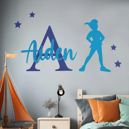 Vista 10 de CRYPTONITE Calcomanías de vinilo personalizadas con nombre e inicial de Campanilla – Decoración de dormitorio de niña – Calcomanías de pared de A.