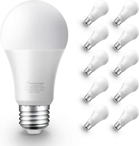 Vista 7 de MASTERY MART Bombillas LED de 10 vatios [equivalente a 60 vatios], A19 - E26 regulables, 2700 K blanco suave, 800 lúmenes, base de tornillo mediano