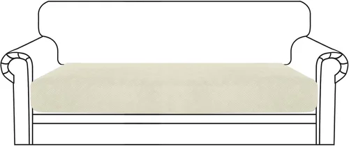 Vista 60 de YEMYHOM Funda de cojín para sofá, funda de cojín de asiento de alta elasticidad, tela jacquard geométrica de felpa, protector de sofá antideslizante