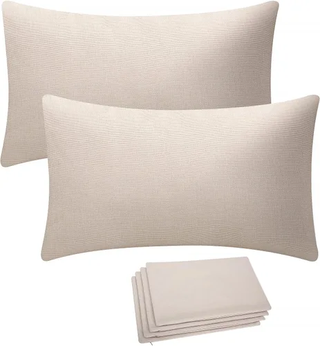 Vista 8 de Fundas de almohada de sublimación en blanco de 16 x 16 pulgadas, fundas de almohada beige a granel para vinilo de transferencia de calor, juego de 6