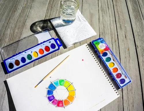 Vista 9 de Juego de pintura de acuarela de 8 colores con pinceles de madera, lavable y no tóxico, ideal para niños, estudiantes y actividades en el aula