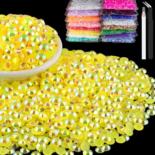 Vista 38 de 15000 diamantes de imitación de resina de 0.079 pulgadas a granel, diamantes de imitación de gelatina redondos negros con parte trasera plana, gemas