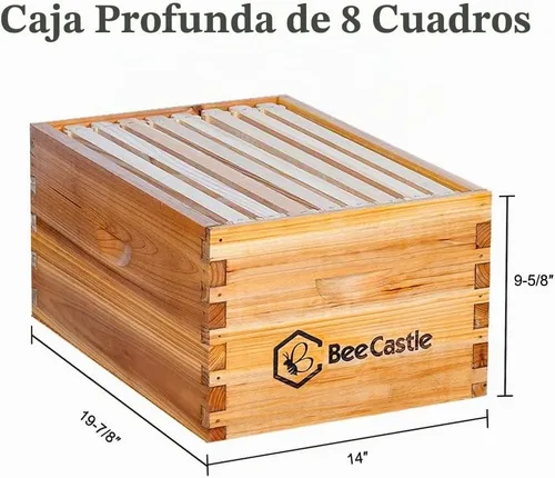 Vista 4 de BeeCastle Colmena de abejas Langstroth de 8 marcos recubierta con 100% cera de abeja, incluye marcos de colmena y bases enceradas