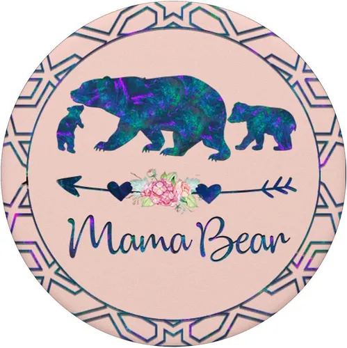 Vista 3 de PopSockets intercambiables PopGrip con diseño floral de mamá de dos cachorros, color rosa claro