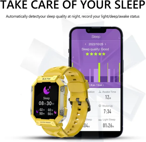 Vista 4 de Reloj inteligente para hombres/mujeres, monitor de fitness táctil HD de 1.92 pulgadas con frecuencia cardíaca 24/7 y monitor de sueño, impermeable