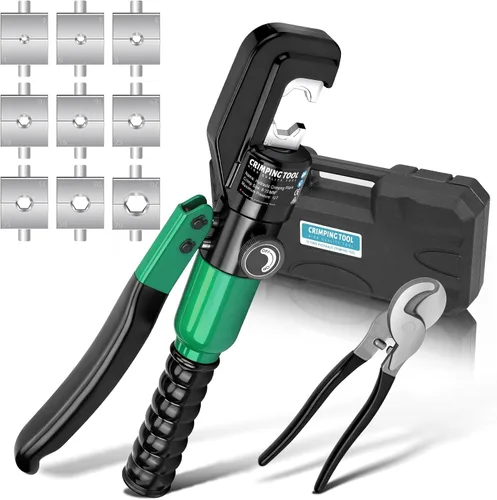 Vista 12 de Herramienta de prensado hidráulico, kit de herramientas de crimpado de alambre hidráulico de 16 toneladas con cortador de cables y 13 pares