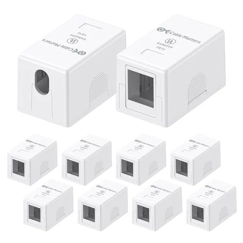 Vista 8 de Cable Matters Caja de montaje en superficie con conector Keystone de 1 puerto con certificación UL, color blanco Keystone Jack Surface Mount Box