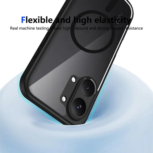 Vista 616 de Funda magnética transparente compatible con Xiaomi 17T, color negro 2 en 1 PC + TPU cubierta de teléfono a prueba de golpes, carcasa protectora