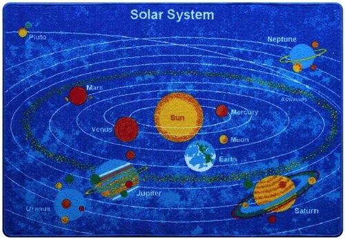 Vista 5 de Mybecca Kids Rug - Alfombra educativa del sistema solar para niños, letra y números del alfabeto, de 5 x 7 pies, con base de gel antideslizante