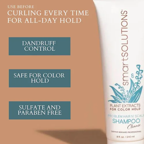 Vista 3 de smartSOLUTIONS Problem Hair N' Scalp Champú, 8 onzas, sin parabenos, protege el color, combate la caspa