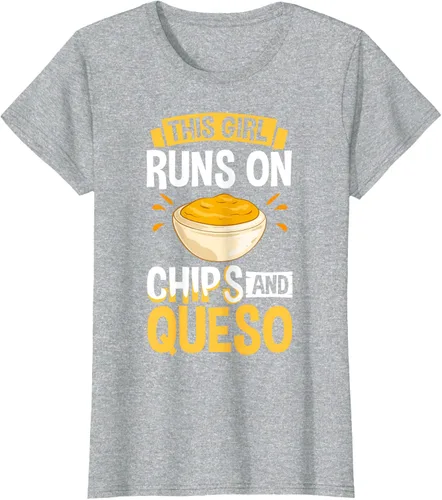 Vista 19 de Queso Dip Camiseta Chile con Queso Salsa Mexican Chips Chile con Queso, Negro, S