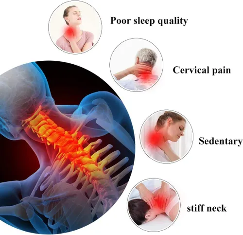 Vista 4 de Almohada de masaje cervical para columna vertebral, relajante de cuello y hombros, almohada de masaje de cuello, alineación de columna cervical
