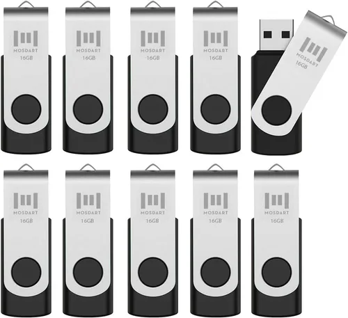 Vista 9 de mosDART - memoria externa USB 2.0 - capacidad pequeña - 10 unidades - 128mb indicador led, negro Con protección de puerto de clip giratorio