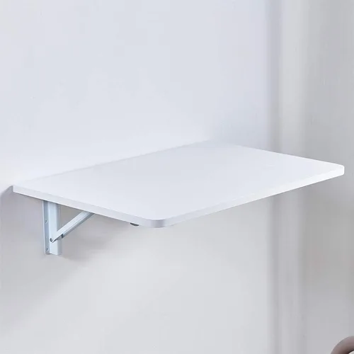 Vista 6 de Mesa plegable de pared para computadora portátil que ahorra espacio, escritorio plegable con marco de metal, mesa de utilidad para oficina y hogar