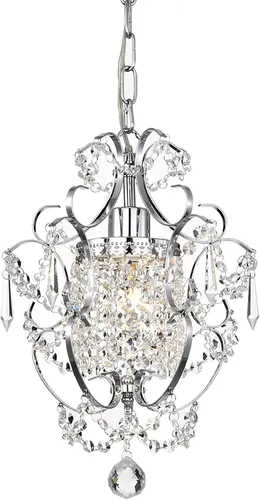 Vista 12 de Edvivi Amorette - Mini candelabro de cristal, 1 luz moderna y elegante lámpara de techo de bronce antiguo, iluminación colgante ajustable