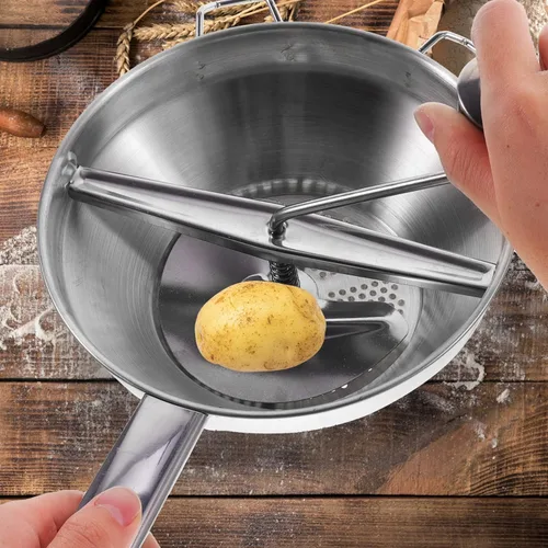 Vista 4 de BESTonZON Molino de alimentos de acero inoxidable – Molino giratorio de alimentos para mermeladas, salsa de tomate, puré de manzana, puré de papas