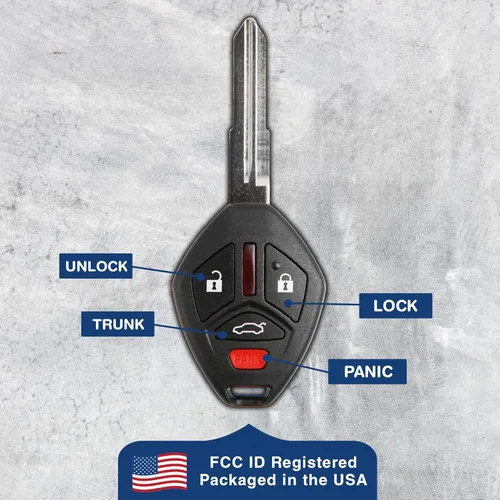 Vista 6 de KeylessOption Funda de llave de repuesto para Mitsubishi Eclipse Galant 2007 2008 2009 2010 2011 2012, control remoto de 4 botones OUCG8D-620M-A, se