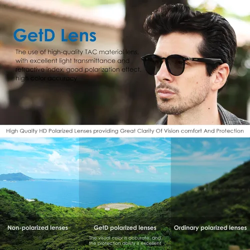 Vista 7 de GetD Lentes de acetato inteligentes AI 2026, gafas de sol Bluetooth con ChatGPT y traductor en tiempo real de 145 idiomas, lente polarizada