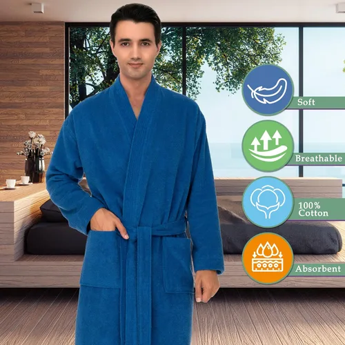 Vista 5 de TowelSelections Bata de baño para hombre, 100% algodón, bata de baño de spa para hombre