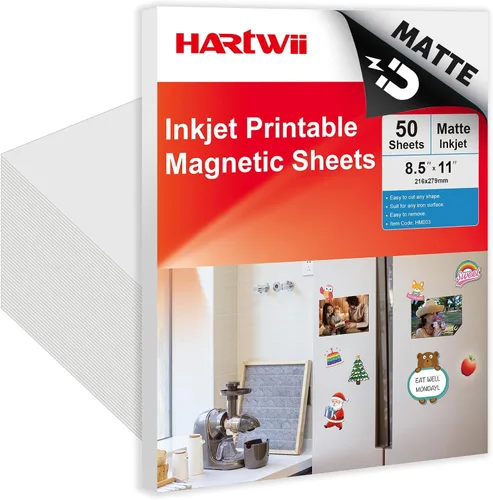 Vista 12 de 50 hojas brillantes impresas en papel magnético a granel para impresora de inyección de tinta, haz fotos para refrigerador, 13.5 mil, 8.5 x 11