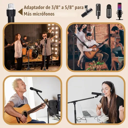 Vista 7 de Tellegloww 1 soporte para micrófono, trípode, brazo de brazo, podio, estudio, altura ajustable, 75 pulgadas, extiende el brazo a 27 pulgadas, viene