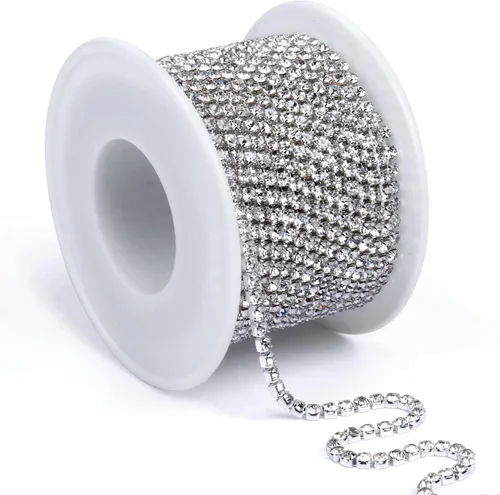 Vista 10 de Cadikez - Cadena de diamantes de imitación de 10 metros (11 yardas), cadena de cierre de diamantes de imitación arcoíris AB, cadena de cristal