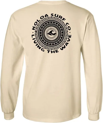 Vista 27 de Koloa Surf - Camiseta de algodón de manga larga con logotipo de círculo tribal para hombre, talla regular, grande y alta Azul acuático/logotipo