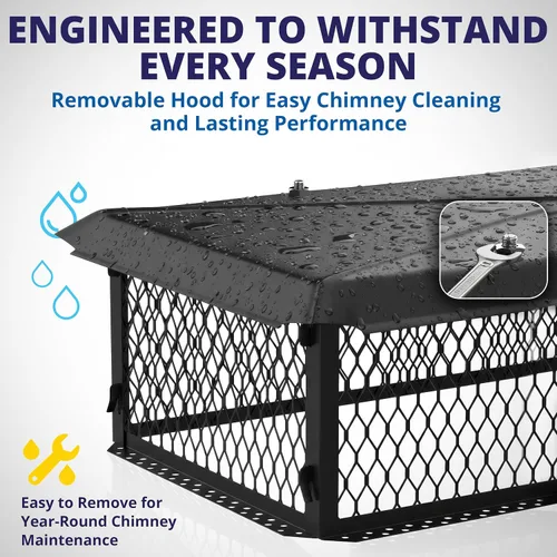 Vista 7 de HY-GUARD Tapa de chimenea multichimenea, 35,56 cm x 53,34 cm x 20,32 cm, acero galvanizado