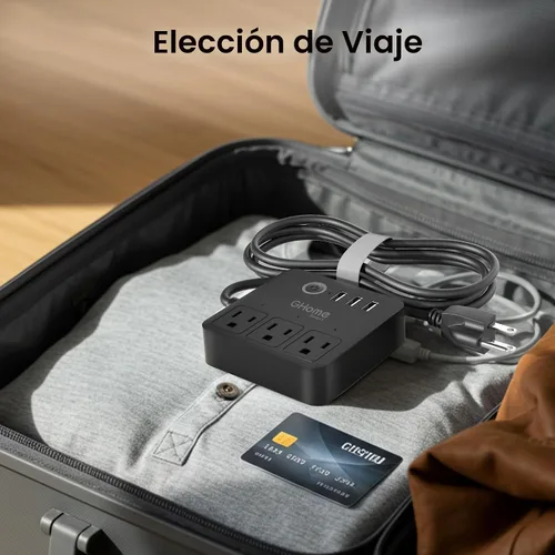 Vista 7 de GHome Smart Regleta de alimentación con 3 salidas WiFi y 3 puertos USB, protector de sobretensiones inteligente con certificación ETL, funciona