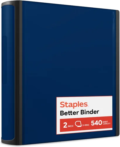 Vista 32 de Carpeta con anillos en forma de "D" de 1 pulgada para mejor visualización Staples, Negro
