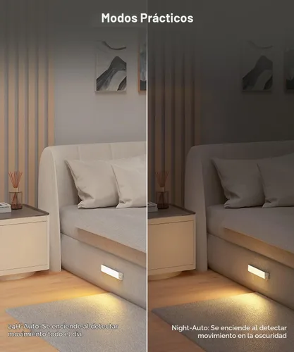 Vista 8 de Lyridz Luces recargables para debajo del gabinete con sensor de movimiento ajustable de 90 grados, luces LED inalámbricas de armario de 1500 mAh