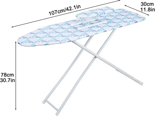 Vista 7 de Tabla de planchar plegable de 42 pulgadas, tabla de planchar de mesa de altura ajustable con cubierta resistente al calor y pies antideslizantes