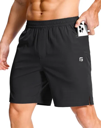 Vista 36 de GGJ Pantalones cortos deportivos ligeros para hombre con 2 bolsillos con cremallera de 7/5/9 pulgadas, pantalones cortos de tenis de secado rápido