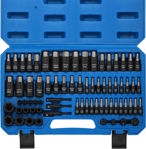 Vista 8 de CASOMAN Juego de 25 piezas de dados Torx y enchufes externos, 13 puntas de enchufe estrella (T8- T60) y 12 enchufes E-Torx hembra (E4-E22)