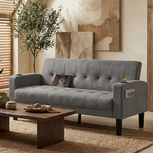 Vista 16 de TYBOATLE Sofá Loveseat de 62" de ancho con 2 puertos de carga USB y 2 portavasos, asiento de amor pequeño capitoné de cuero sintético negro