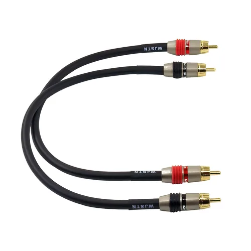 Vista 2 de WJSTN Cable de audio RCA a RCA, cable de subwoofer, cable de audio coaxial digital RCA macho a RCA macho, cable blindado doble, color negro, paquete