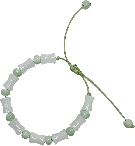 Vista 8 de Pulsera de bambú ajustable de cuerda de mano de piedra natural, pulsera de cuentas de piedra de moda para mujer, 3, Sin gemas.