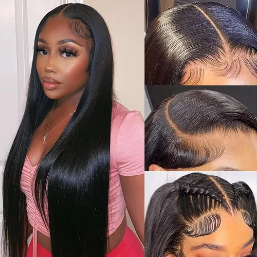 Vista 8 de 20 Pulgadas Pelucas de encaje frontal de cabello humano prearrancadas con cabello de bebé 200 de densidad Real cabello humano liso 13x4 HD Pelucas