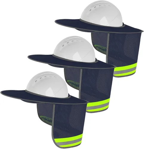 Vista 12 de Paquete de 2 protectores solares para casco duro, protector solar de malla de ala completa para cascos duros, alta visibilidad, reflectante