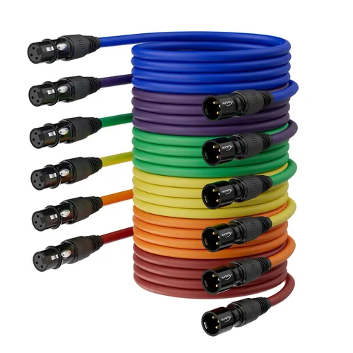 Vista 8 de Cables XLR de 3 pies, XLR macho a hembra, chapado en oro, 3 pines, cable de micrófono - 2
