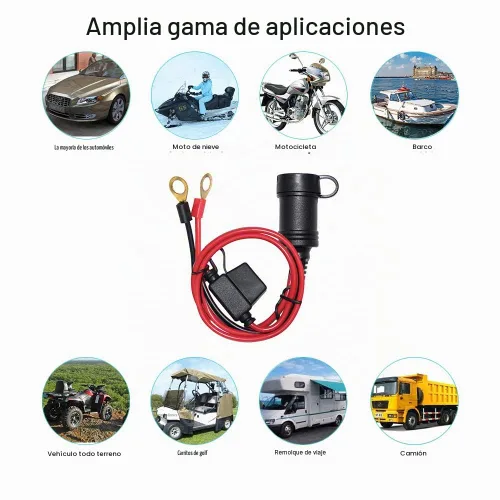 Vista 7 de SPARKING Enchufe para encendedor de cigarrillos hembra de automóvil de 3 pies a terminales de ojal, cable de extensión de 12 V con fusible de 10 A