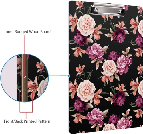 Vista 4 de Portapapeles de oficina con clip de perfil bajo para estudiantes, aula, escuela y oficina, decorativo de WAVEYU Cute, Hardboard, Low Profile Clip