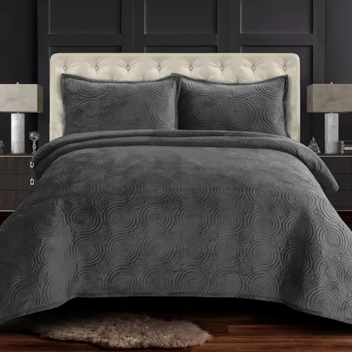 Vista 21 de Tribeca Living Juego de edredón de terciopelo de gran tamaño individual, ropa de cama de terciopelo suave de 260 GSM para una comodidad lujosa, Negro
