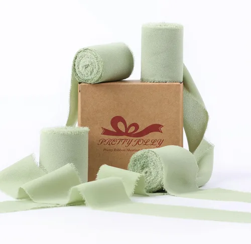 Vista 29 de Pretty Jolly Cinta de gasa beige para envolver regalos, 3 rollos de 2 pulgadas x 7 yardas, cinta de tela de seda hecha a mano con flecos para ramo