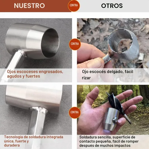 Vista 4 de Kosibate Bushcraft Gear, Llave de Barrena Manual para Facilitar la Perforación de Madera - Llave de Colonos y Herramientas de Bushcraft Perfectas