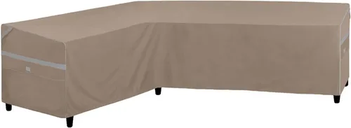 Vista 13 de Funda impermeable para sofá modular en forma de V para exteriores, resistente a los rayos UV, para muebles de patio de 5 plazas, 85 pulgadas de Gris