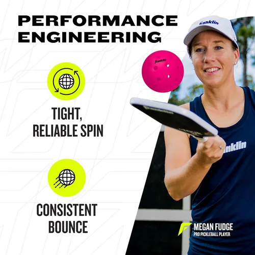 Vista 3 de Franklin Sports X-40 pelotas de Pickleball al aire libre - Bola oficial del Pickleball de EE. UU., APP Tour + US Open - Tamaño reglamentario Rosa