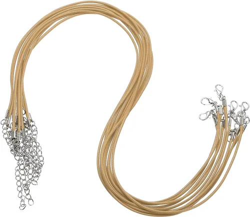 Vista 126 de MECCANIXITY 10 cordones de collar encerado de 18 pulgadas, cadena de collar a granel con cierre de 0.059 in de cuerda de cuero encerado para hacer