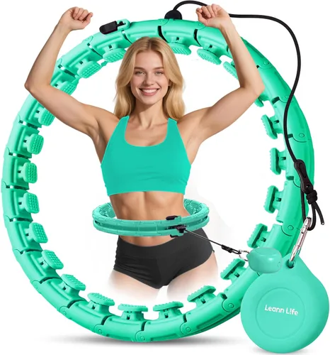 Vista 14 de Leann L!fe U1-30 Knots Waist 61”, Magnetic Lock Smart Weighted Hula Hoop for Adults Weight Loss, Infinity Hoop Plus Size, Children Adult Home